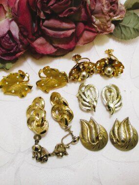 Vintage CORO Gold Plated Earrings Collection: 1930s - 60s DESIGNER SIGNED